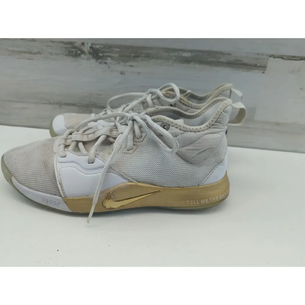 Nike X PG3 NASA C18973-100 Apollo Missions White Gold Sneakers Size 7‎ Youth